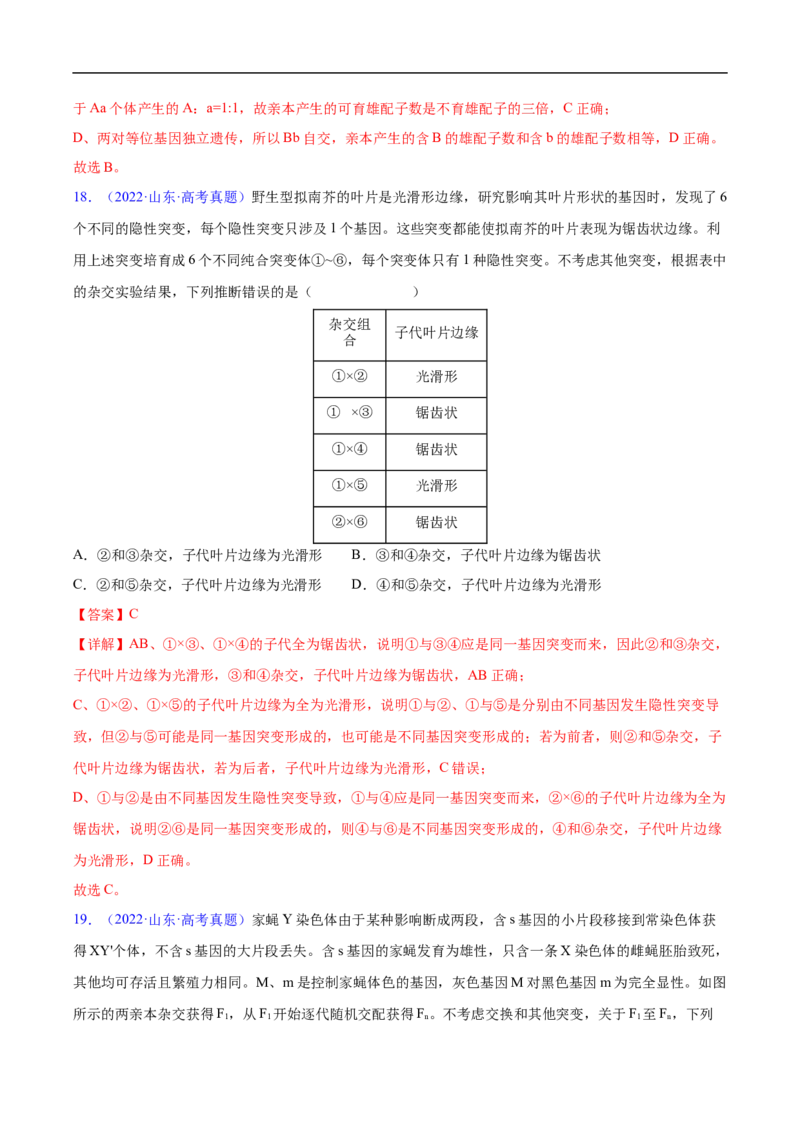 专题10基因的自由组合定律-五年（2019-2023）高考生物真题分项汇编（全国通用）（解析版）_赠送：2008-2024全套高考真题_高考生物真题