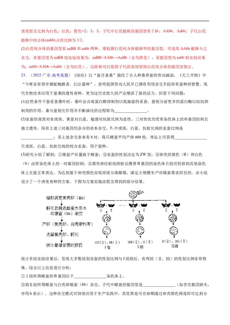 专题10基因的自由组合定律-五年（2019-2023）高考生物真题分项汇编（全国通用）（解析版）_赠送：2008-2024全套高考真题_高考生物真题