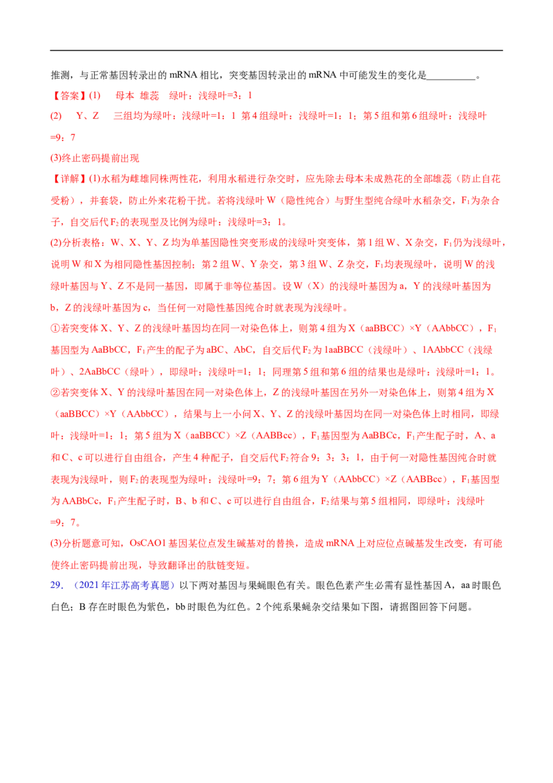 专题10基因的自由组合定律-五年（2019-2023）高考生物真题分项汇编（全国通用）（解析版）_赠送：2008-2024全套高考真题_高考生物真题