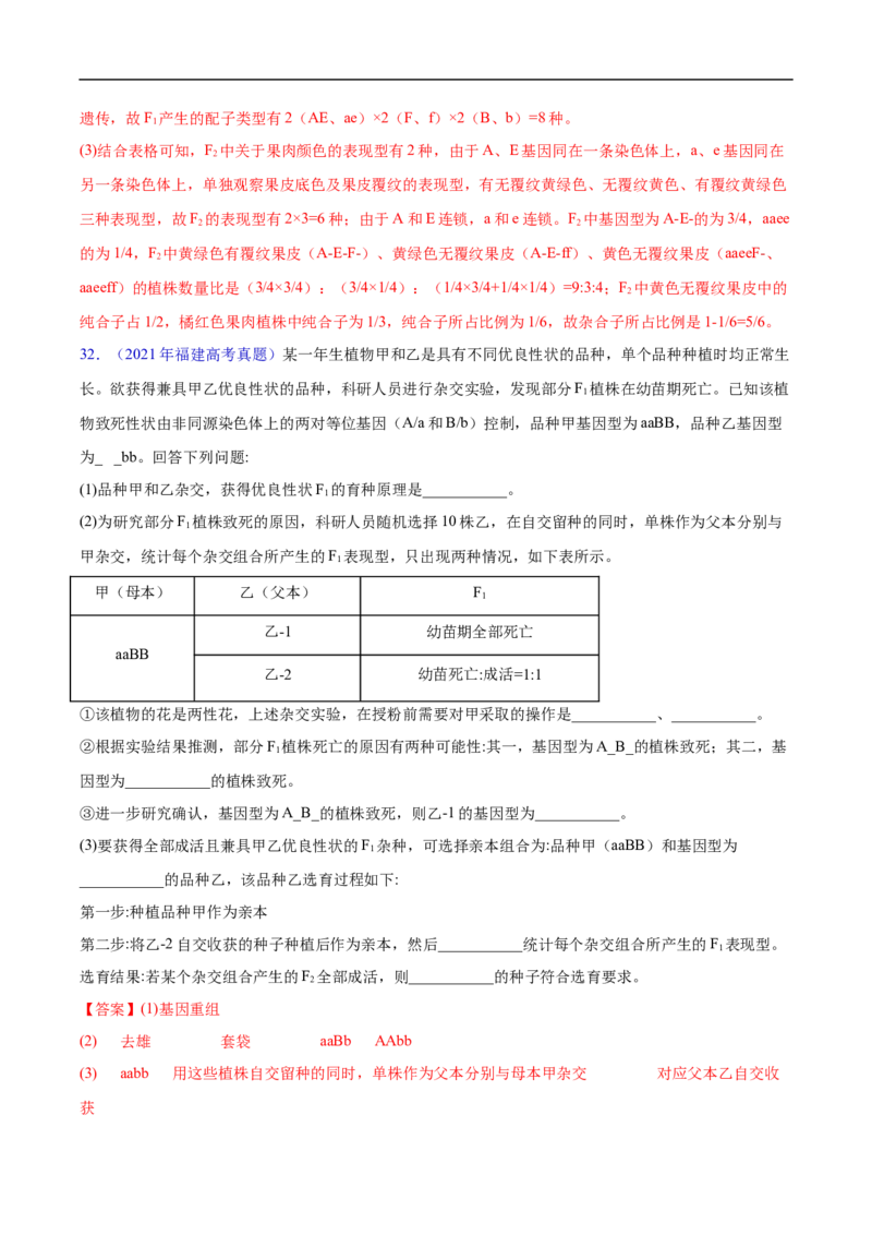 专题10基因的自由组合定律-五年（2019-2023）高考生物真题分项汇编（全国通用）（解析版）_赠送：2008-2024全套高考真题_高考生物真题