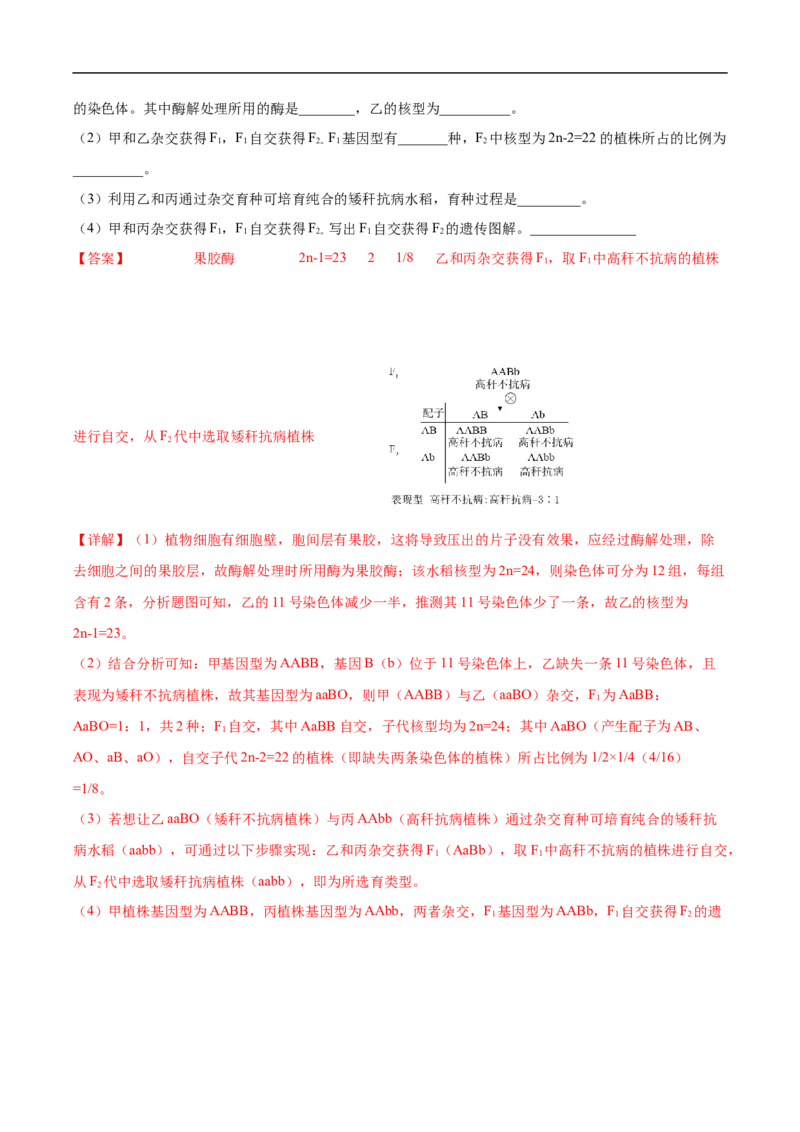专题10基因的自由组合定律-五年（2019-2023）高考生物真题分项汇编（全国通用）（解析版）_赠送：2008-2024全套高考真题_高考生物真题