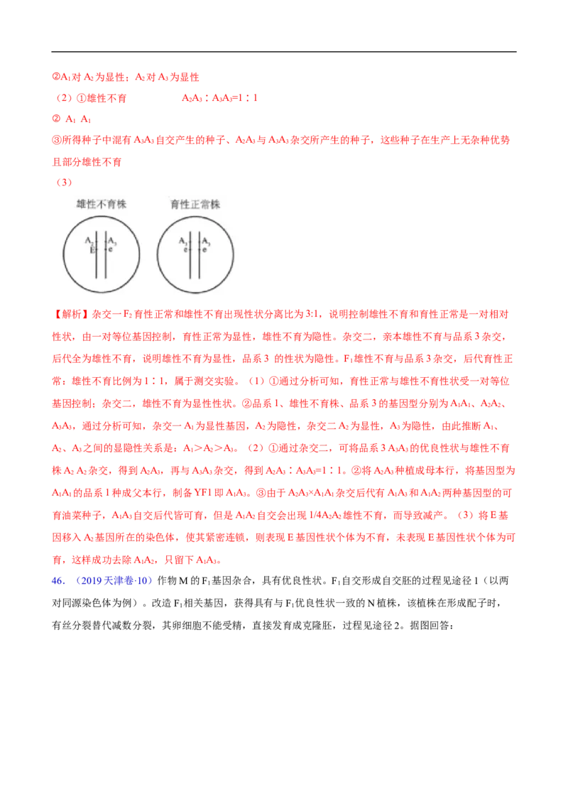 专题10基因的自由组合定律-五年（2019-2023）高考生物真题分项汇编（全国通用）（解析版）_赠送：2008-2024全套高考真题_高考生物真题