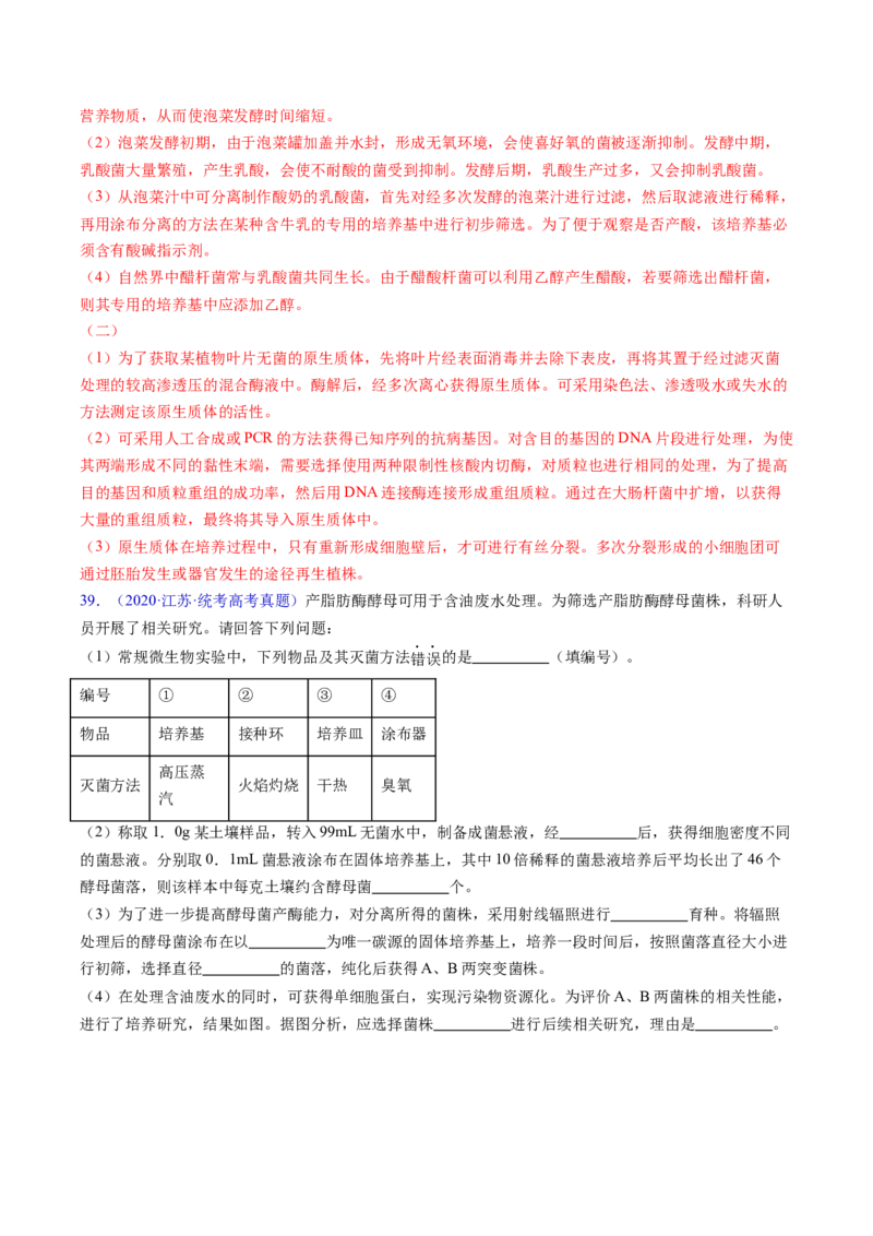 专题19发酵工程-五年（2019-2023）高考生物真题分项汇编（全国通用）（解析版）_赠送：2008-2024全套高考真题_高考生物真题_送高考生物五年真题(2019-2023)分项汇编（全国通用）