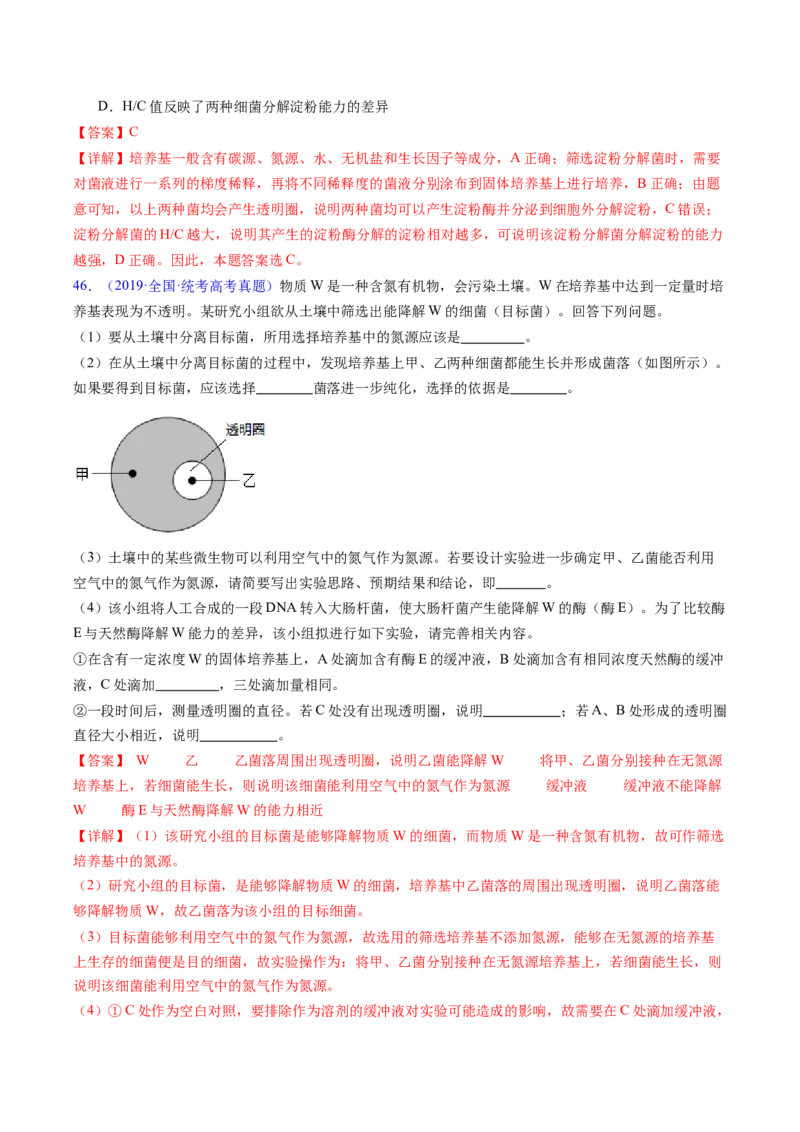 专题19发酵工程-五年（2019-2023）高考生物真题分项汇编（全国通用）（解析版）_赠送：2008-2024全套高考真题_高考生物真题_送高考生物五年真题(2019-2023)分项汇编（全国通用）