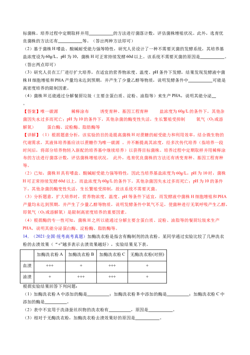专题19发酵工程-五年（2019-2023）高考生物真题分项汇编（全国通用）（解析版）_赠送：2008-2024全套高考真题_高考生物真题_送高考生物五年真题(2019-2023)分项汇编（全国通用）