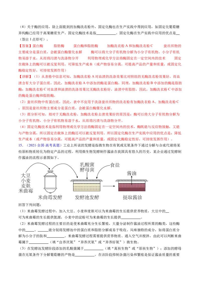 专题19发酵工程-五年（2019-2023）高考生物真题分项汇编（全国通用）（解析版）_赠送：2008-2024全套高考真题_高考生物真题_送高考生物五年真题(2019-2023)分项汇编（全国通用）