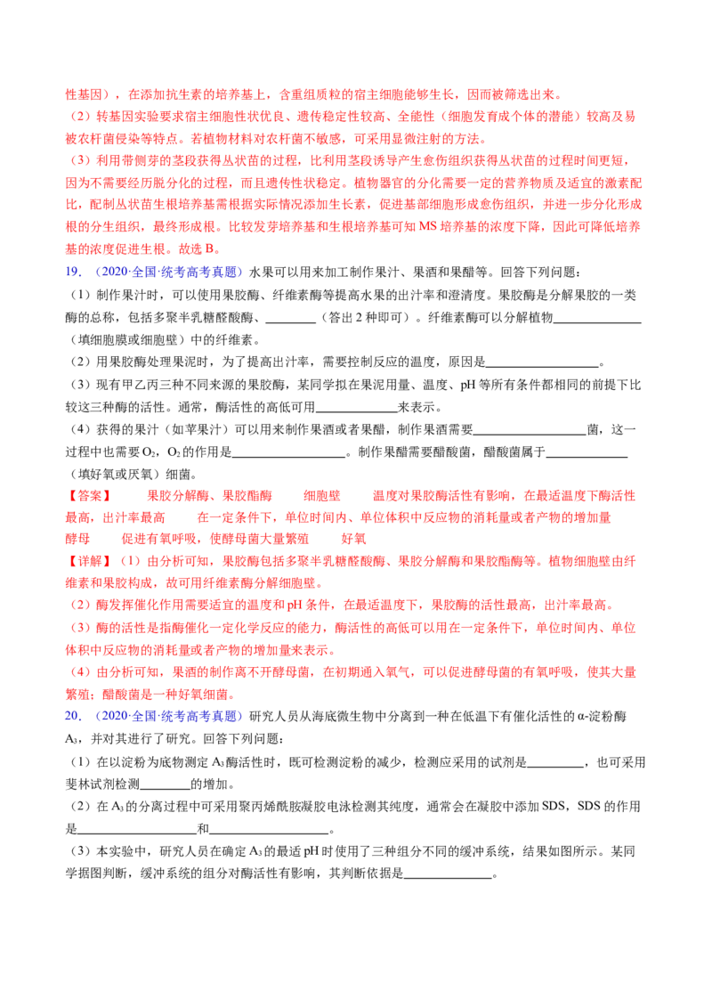 专题19发酵工程-五年（2019-2023）高考生物真题分项汇编（全国通用）（解析版）_赠送：2008-2024全套高考真题_高考生物真题_送高考生物五年真题(2019-2023)分项汇编（全国通用）