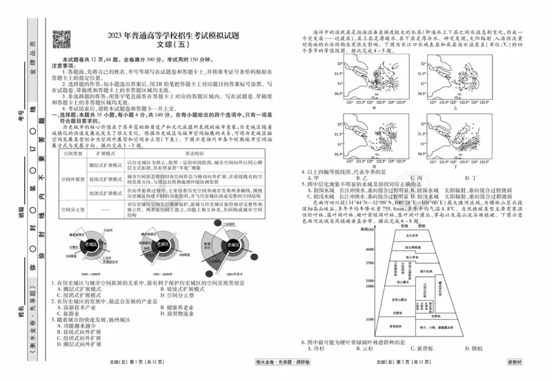 文综试题_2023高考押题卷_32023高考衡水金卷先享题调研卷_新教材版_调研卷&middot;文综