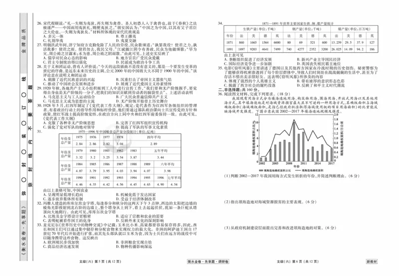 文综试题_2023高考押题卷_32023高考衡水金卷先享题调研卷_新教材版_调研卷&middot;文综