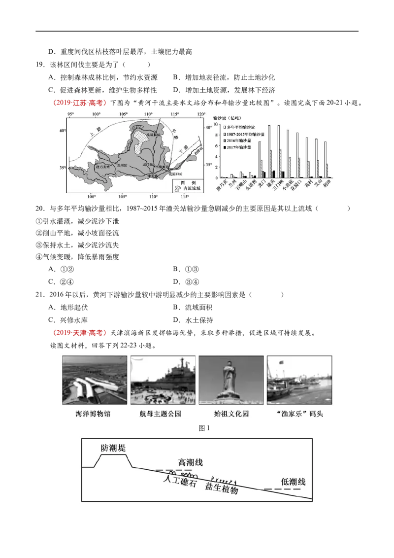 专题15资源、环境与区域发展-五年（2019-2023）高考地理真题分项汇编（原卷版）_赠送：2008-2024全套高考真题_高考地理真题_送高考地理五年真题(2019-2023)分项汇编（全国通用）