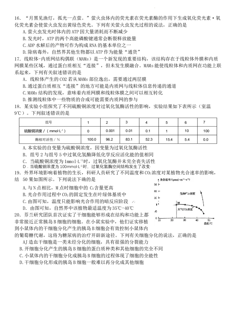 陕西省部分学校2024届高三上学期第一次联考（三角形角标▲）生物(1)_2023年9月_029月合集_2024届陕西省部分学校高三上学期第一次联考（三角形角标▲）