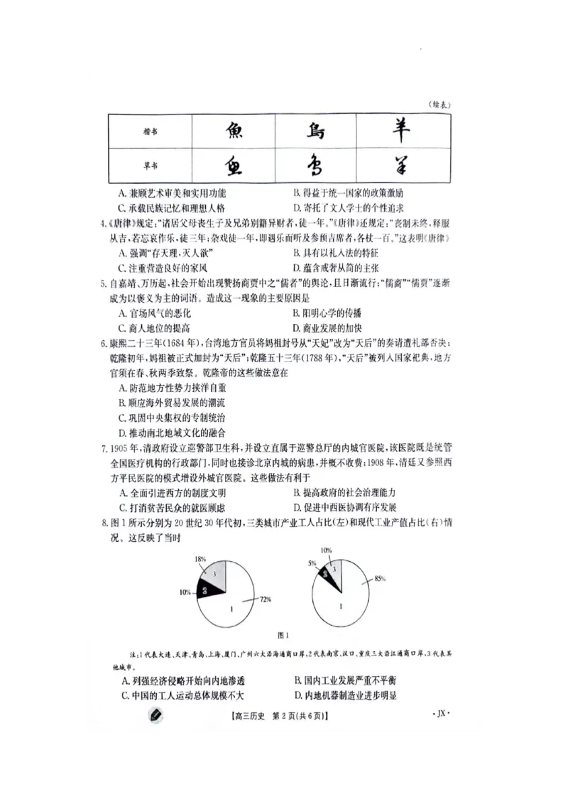 江西金太阳高三上(联考Ⅰ)-历史试题+答案(1)_2023年9月_029月合集_2024届江西省金太阳高三上学期9月第一次联考