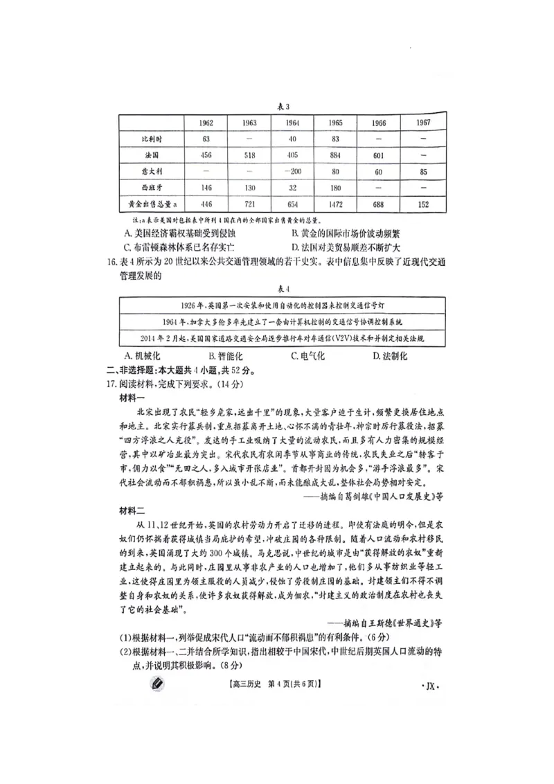 江西金太阳高三上(联考Ⅰ)-历史试题+答案(1)_2023年9月_029月合集_2024届江西省金太阳高三上学期9月第一次联考