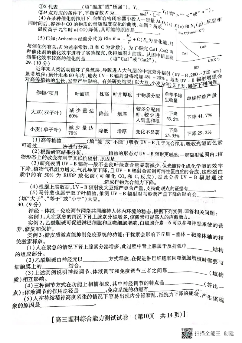 2023届河南省郑州市等2地TOP二十名校调研模拟卷三理科综合试卷_2024年2月_01每日更新_16号_2023届河南省TOP二十名校高三下学期调研模拟三全科