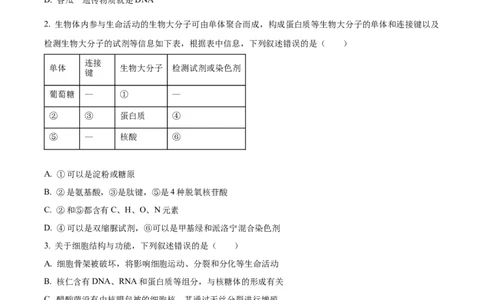 精品解析：江苏省扬州市高邮市2023-2024学年高三上学期开学生物试题（原卷版）_2023年9月_01每日更新_16号_2024届江苏省高邮市高三上学期期初学情调研测试