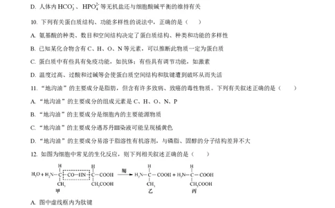 甘肃省武威市凉州区2023-2024学年高三上学期第一次诊断考试生物(1)_2023年9月_029月合集_2024届甘肃省武威市凉州区高三上学期第一次诊断考试