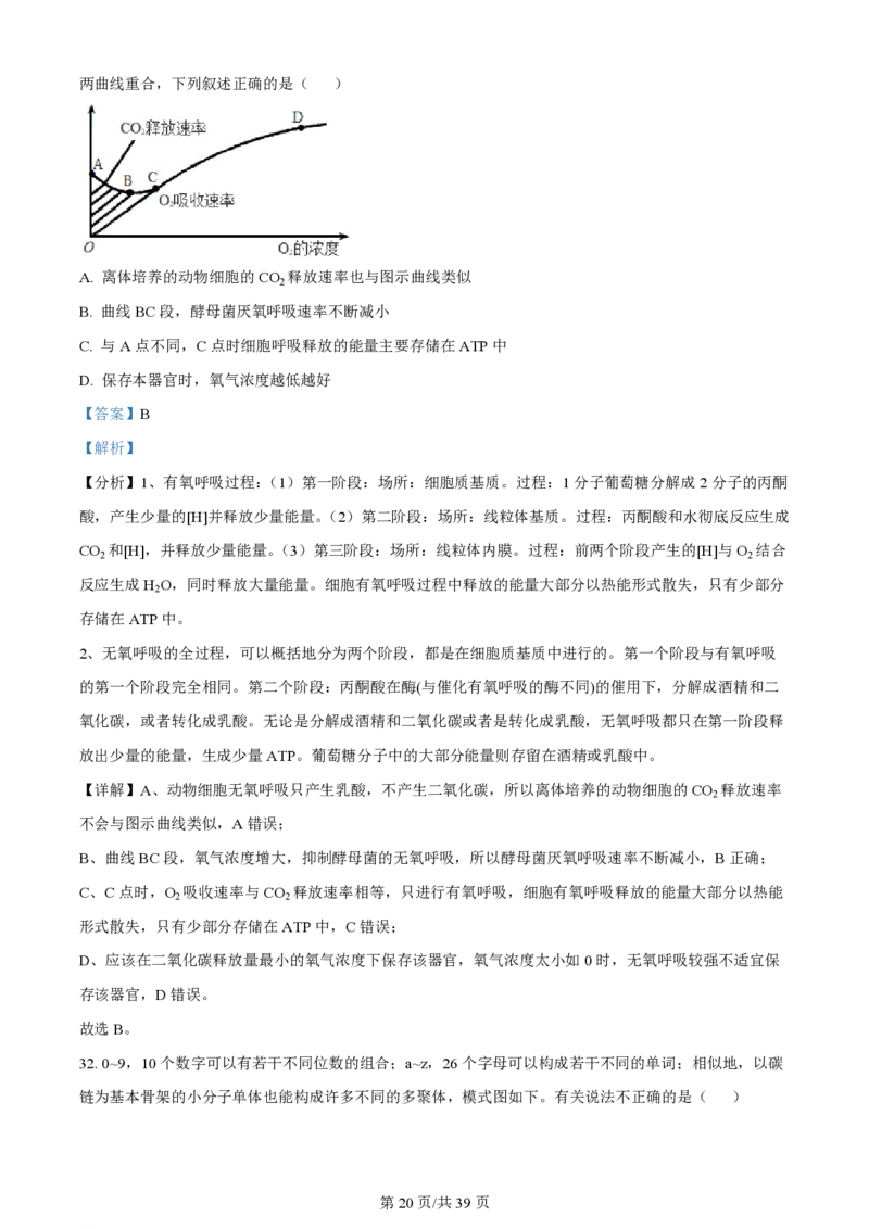 黑龙江省哈尔滨市第三中学校2023-2024学年高三上学期第一次验收（开学测试）生物解析(1)_2023年9月_029月合集_2024届黑龙江省哈尔滨市三中高三上学期第一次验收（开学测试）