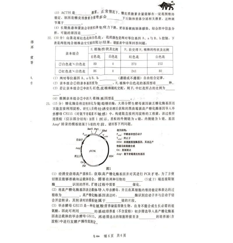 河北省张家口市尚义县2023-2024学年高三上学期开学考试生物试题(1)_2023年9月_029月合集_2024届新时代NT教育高三入学摸底考试