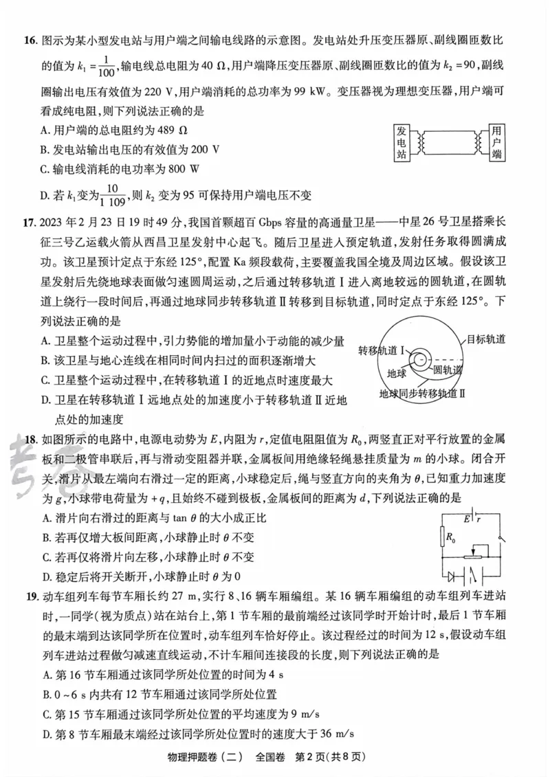 物理试题_2023高考押题卷_2023版天星金考卷最后一卷_全国卷版_最后一卷&middot;物理
