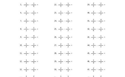 分数减法第41-60篇（初级）_编码0121-6年级数学口算计算_口算题（适合5年级）_分数-减法（200篇）_（分数）减法初级（100篇）