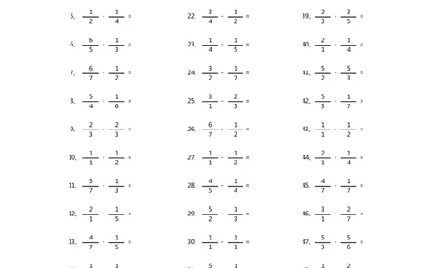 分数减法第41-60篇（初级）_编码0121-6年级数学口算计算_口算题（适合5年级）_分数-减法（200篇）_（分数）减法初级（100篇）