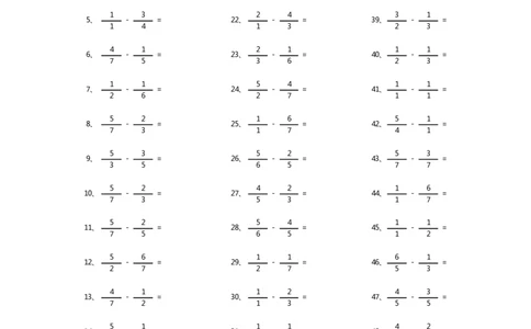 分数减法第41-60篇（初级）_编码0121-6年级数学口算计算_口算题（适合5年级）_分数-减法（200篇）_（分数）减法初级（100篇）
