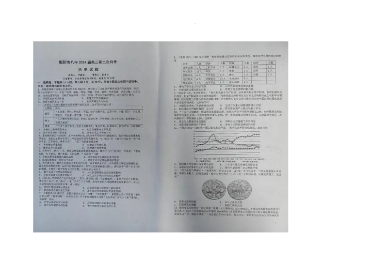 湖南省衡阳市第八中学2023-2024学年高三上学期第二次月考历史(1)_2023年10月_01每日更新_26号_2024届湖南省衡阳市第八中学高三上学期第二次月考