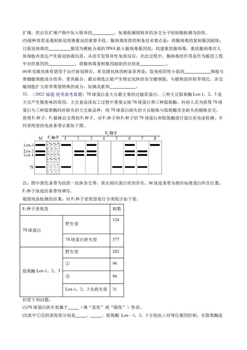 专题21基因工程-五年（2019-2023）高考生物真题分项汇编（全国通用）（原卷版）_赠送：2008-2024全套高考真题_高考生物真题_送高考生物五年真题(2019-2023)分项汇编（全国通用）