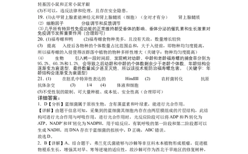2024高三八月月考生物科参考答案_8月_240811湖南省邵阳市第二中学2024-2025学年高三上学期8月月考_湖南省邵阳市第二中学2024-2025学年高三上学期8月月考生物