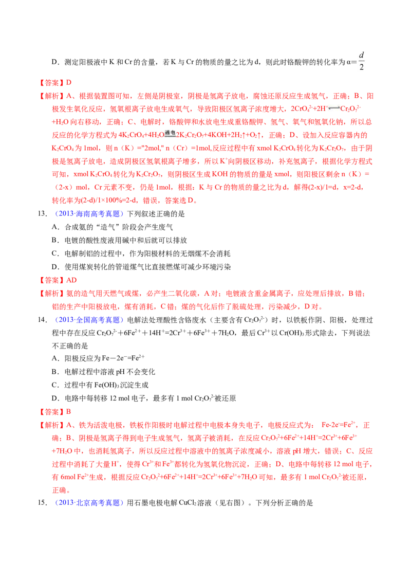 专题47电解应用（解析卷）_近10年高考真题汇编（必刷）_十年（2014-2024）高考化学真题分项汇编（全国通用）_十年（2014-2023）高考化学真题分项汇编（全国通用）