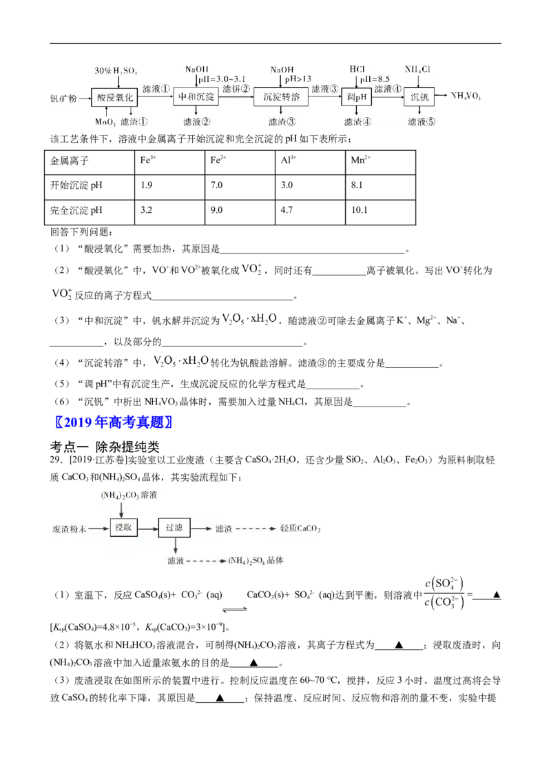 专题13工艺流程综合题-五年（2019-2023）高考化学真题分项汇编（全国通用）（原卷版）_赠送：2008-2024全套高考真题_高考化学真题_送高考化学五年真题(2019-2023)分项汇编（全国通用）