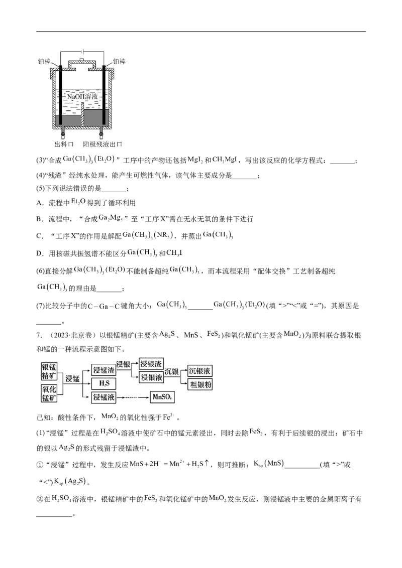 专题13工艺流程综合题-五年（2019-2023）高考化学真题分项汇编（全国通用）（原卷版）_赠送：2008-2024全套高考真题_高考化学真题_送高考化学五年真题(2019-2023)分项汇编（全国通用）