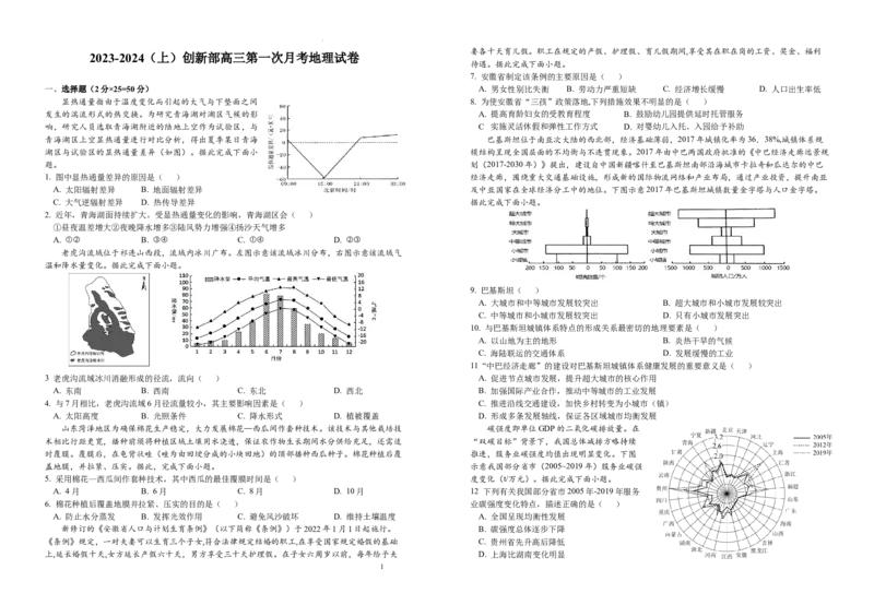 江西省宜春市宜丰中学创新部2024届高三上学期10月月考地理(1)_2023年10月_01每日更新_12号_2024届江西省宜春市宜丰中学创新部高三上学期10月月考