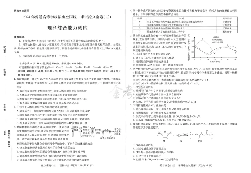 理科综合-24a3_2024高考押题卷_12024天星全系列_tx抢分密卷_tx抢分密卷（老教材）
