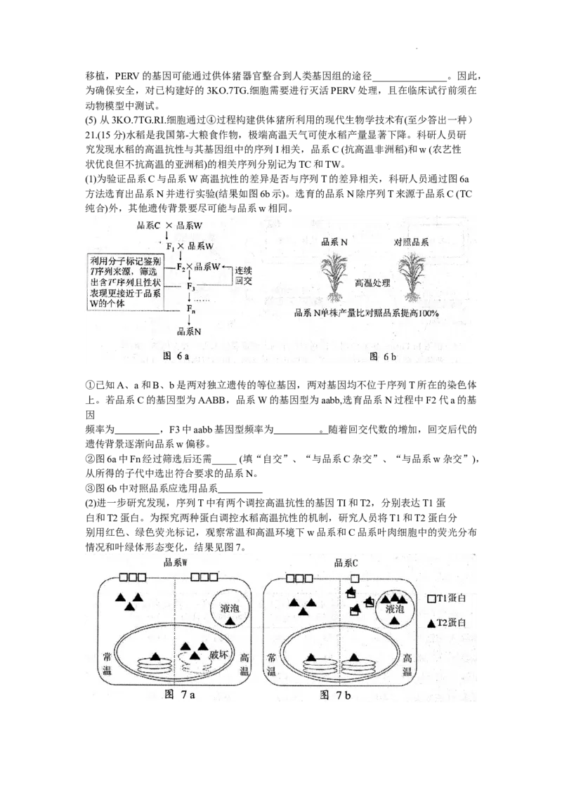 2024届广东省江门市高三一模考试生物试题+_2024年3月_013月合集_2024届广东省江门市高考模拟考试（一）_广东省江门市2024年高考模拟考试（一）生物