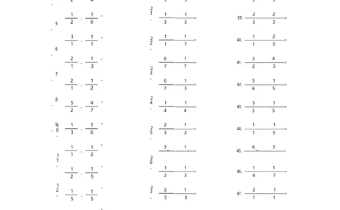 分数减法第41-60篇（初级）_编码0121-6年级数学口算计算_口算题（适合5年级）_分数-减法（200篇）_（分数）减法初级（100篇）