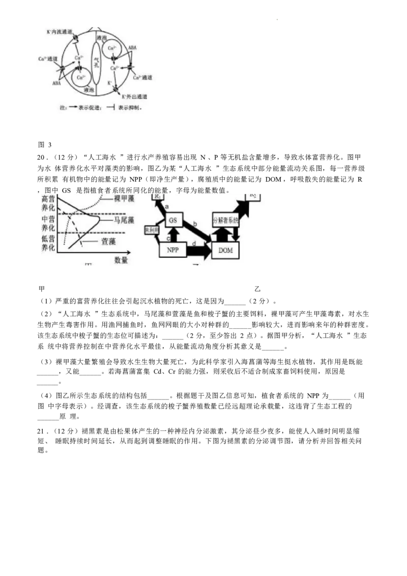 江苏省盐城市2024届高三年级下学期5月月末考前指导卷生物试题+答案(1)_2024年6月(1)_026月合集_2024届江苏省盐城市高三年级下学期5月考前指导卷