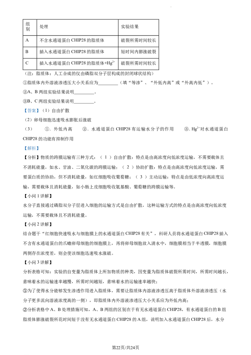 精品解析：河南省周口市项城市三中2023-2024学年高三上学期第一次月考生物试题（解析版）(1)_2023年10月_0210月合集_2024届河南省周口市项城市三中高三上学期第一次月考