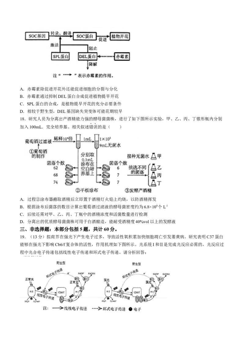 2024届江苏省南通市高三下学期高考适应性考试(三)生物试题+答案_2024年5月_01按日期_28号_2024届江苏省南通市高考适应性考试(三)南通如皋3.5模