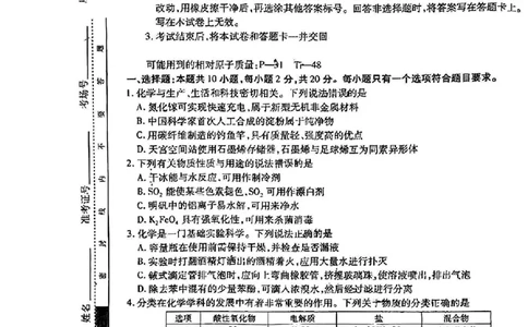 2024届山东省智慧上进高三5月大联考化学试卷+答案_2024年5月_01按日期_28号_2024届山东省智慧上进高三5月大联考