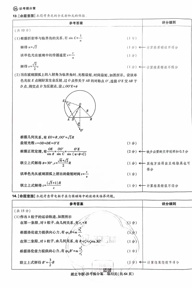 物理答案_2024高考押题卷_22024王hou雄_16王后雄押题_2024年王后雄高考押题预测卷（湖北专版）_物理