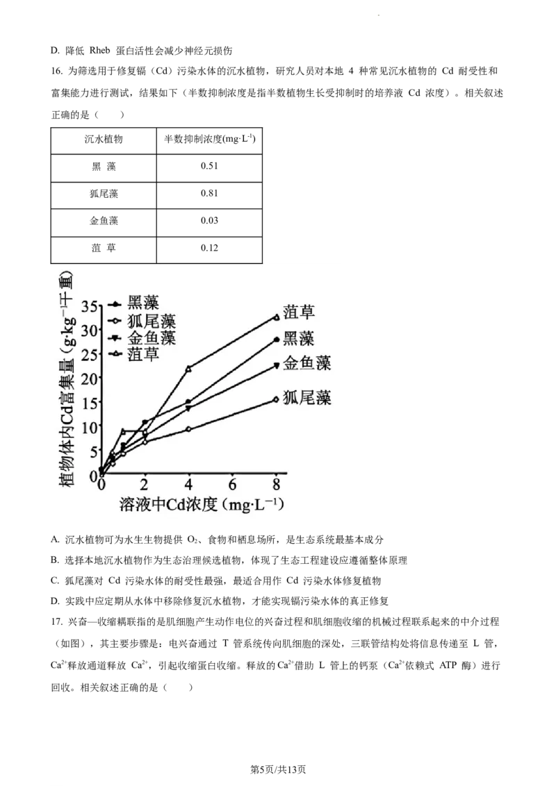 精品解析：江苏省基地大联考2023-2024学年高三上学期第一次质量监测生物试题（原卷版）_2023年9月_01每日更新_16号_2024届江苏省基地大联考高三上学期第一次质量监测