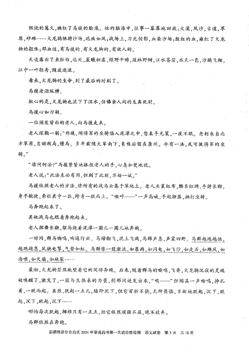 2024届新疆维吾尔自治区高三第一次模拟考试语文试题_2024年3月_013月合集_2024届新疆维吾尔自治区高三下学期第一次适应性_2024届新疆维吾尔自治区高三下学期第一次适应性语文