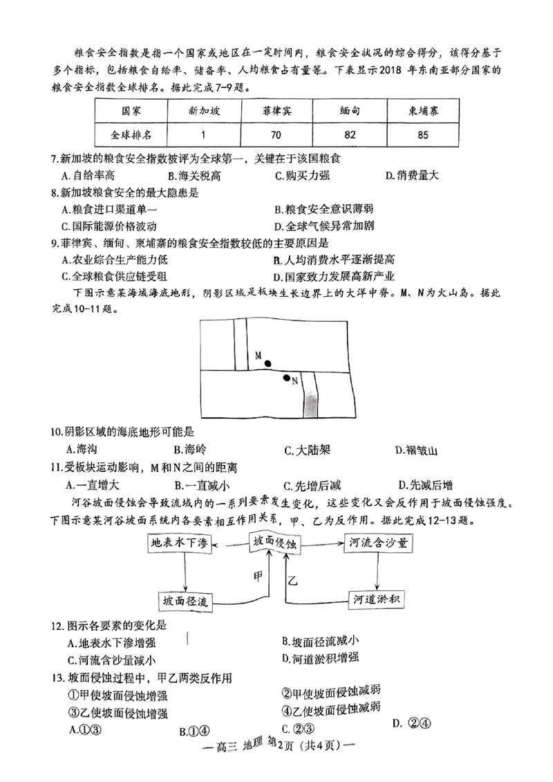 2024届江西省南昌市高三下学期二模考试地理试题+答案(1)_2024年4月_024月合集_2024届江西省南昌市高三下学期二模考试