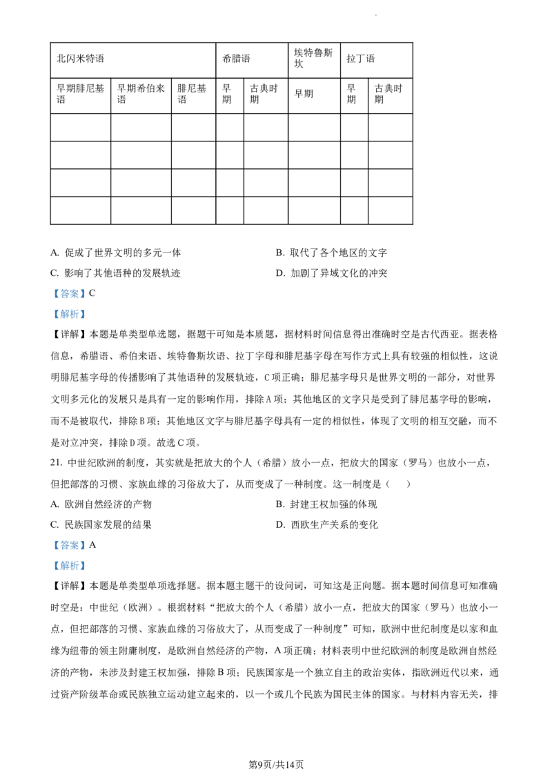 精品解析：山东省菏泽市鄄城县第一中学2024届高三10月月考历史试题（解析版）(1)_2023年10月_0210月合集_2024届山东省菏泽市鄄城县第一中学高三上学期10月月考