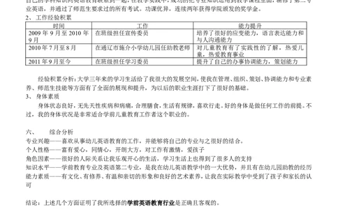 学前教育专业大学生职业规划_E6-职业规划_25学前教育专业