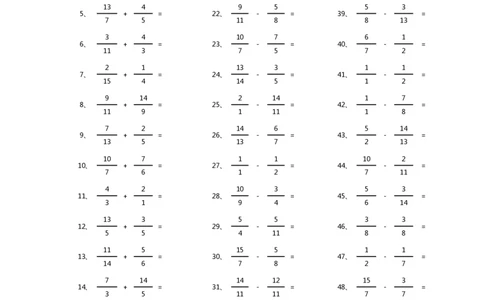 分数加减混合第81-100篇（高级）_编码0121-6年级数学口算计算_口算题（适合5年级）_分数-加减混合（280篇）_（分数）加减混合高级2～（80篇）