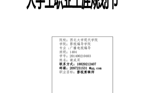 大学生职业生涯规划(影视剪辑师)_E6-职业规划_22影视专业