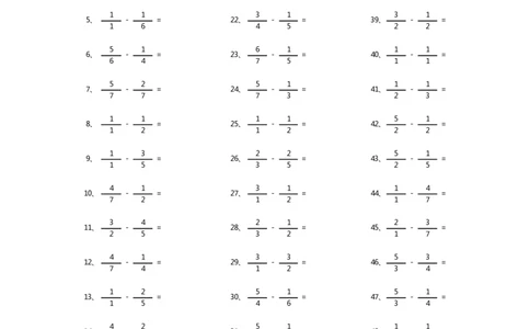 分数减法第1~20篇（初级）_编码0121-6年级数学口算计算_口算题（适合5年级）_分数-减法（200篇）_（分数）减法初级（100篇）