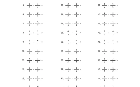 分数减法第1~20篇（初级）_编码0121-6年级数学口算计算_口算题（适合5年级）_分数-减法（200篇）_（分数）减法初级（100篇）